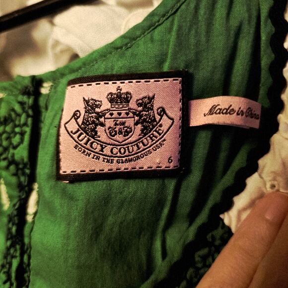 Juicy Couture green embroidered dot dress size 6 - Picture 5 of 6